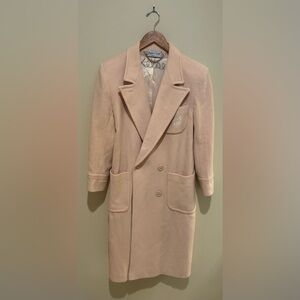 Ashley Scott Vintage 80s Elegant Double-Breasted Wool Coat Soft Pink Size 10P